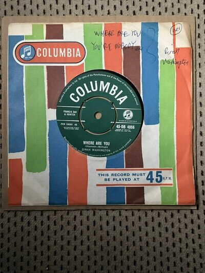 DINAH WASHINGTON - WHERE ARE YOU Columbia DB 4866