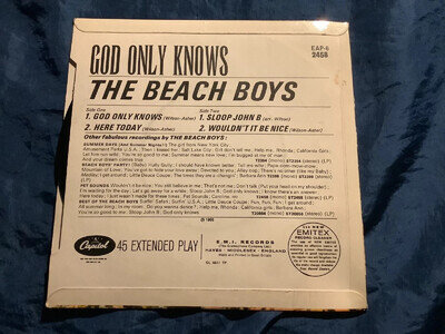 RARE~THE BEACH BOYS~GOD ONLY KNOWS~1966 CAPITOL UK EP~SURF POP VG++/VG++