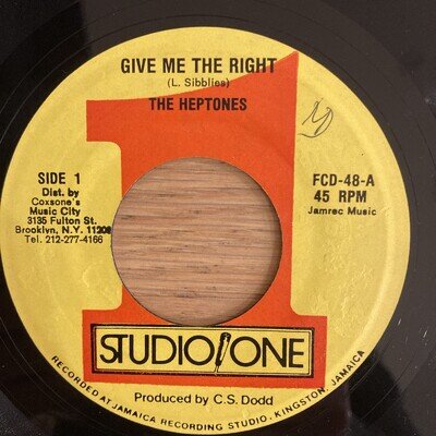 Give Me The Right - The Heptones - Studio One (FCD 48) - 7 Inch Vinyl Single