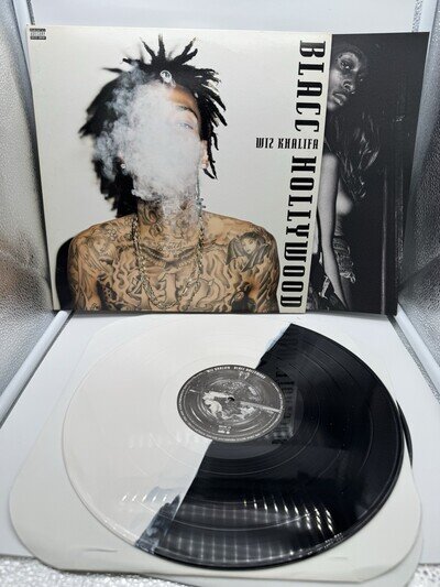 WIZ KHALIFA-Blacc Hollywood~2014 BLACK & WHITE COLORED Split~Vinyl 2LP~INSERT~EX