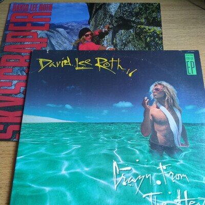 2 x David Lee Roth 12" Vinyl Record lot - Crazy from the Heat & Skyscraper 1980s