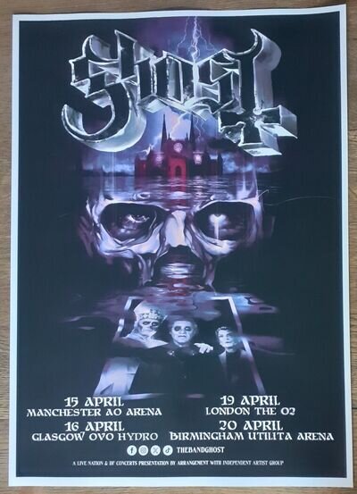 Ghost - live band music show 2025 UK TOUR promotional tour concert gig poster