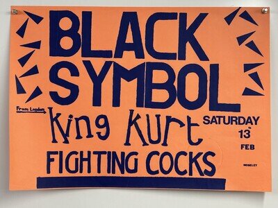 Black Symbol Poster King Kurt Original Fighting Cocks Moseley Sat Feb 13 1982