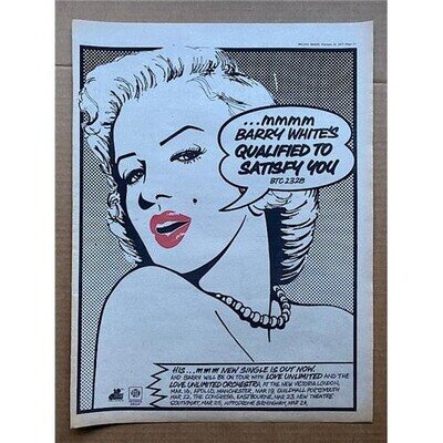 BARRY WHITE I'M QUALIFIED TO SATISFY YOU POSTER SIZED original music press adver