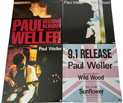 PAUL WELLER VERY RARE SET OF 4 JAPANESE WILD WOOD 12" X 12" PROMO PRINTS THE JAM