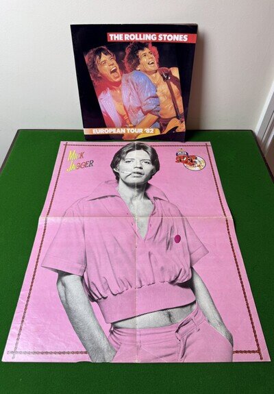 The Rolling Stones European Tour 1982 Programme & Mick Jagger Poster ￼￼￼