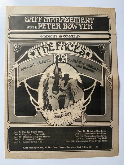 The Faces UK Tour Full Page Poster Size Melody Maker Advert 1972