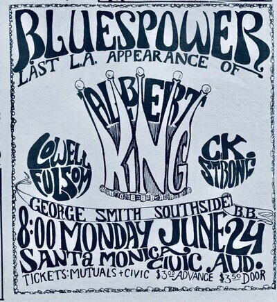 ALBERT KING 1968 Poster Style CONCERT ADVERT Bluespower LOWELL FULSON