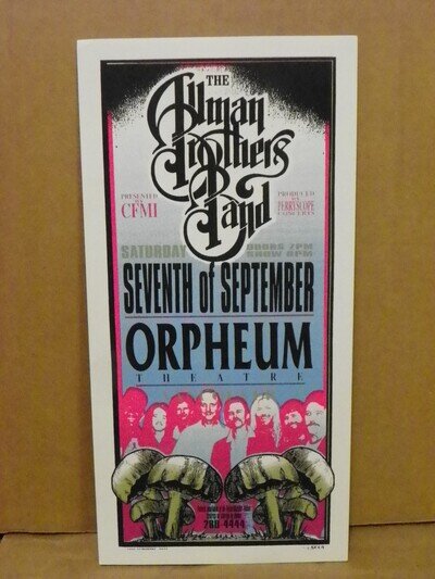 1996 Allman Brothers Band ABB 9/7 Concert Tour Poster Postcard Mark Armniski