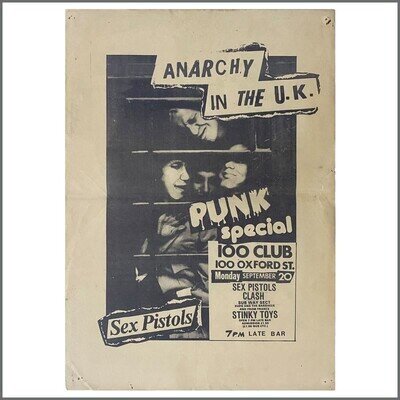 The Sex Pistols The Clash 1976 100 Club London Club Concert Poster (UK)