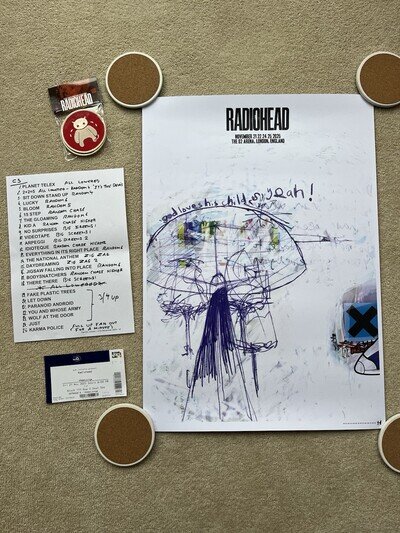 Radiohead 2025 London UK Exclusive O2 Arena RARE Poster Limited Edition Setlist