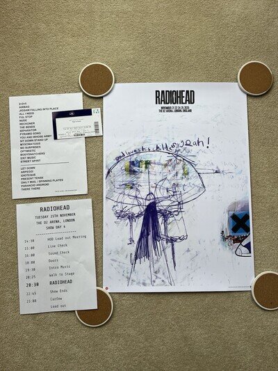 Radiohead 2025 London O2 Arena Poster Limited Edition Setlist Ticket RARE Bundle