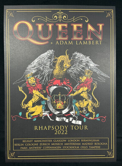 Queen + Adam Lambert Rhapsody Official Tour 2022 Poster