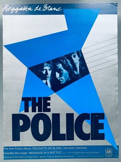 THE POLICE 1979 original POSTER ADVERT REGGATTA DE BLANC Sting