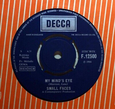 THE SMALL FACES My Mind's Eye 7" Single Decca F.12500 UK 1966 Vinyl VG+
