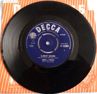 SMALL FACES, ALMOST GROWN / HEY GIRL, 1966 DECCA LABEL, BEAT, MOD. NM / NM.