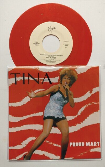 TINA TURNER PROUD MARY LIVE US 7" RED VINYL 45 JUKEBOX FREE CUSTOM PIC WALLET