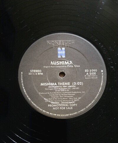 Philip Glass - Mishima ST 1985 12" Promo Copy Nonesuch / Elektra Records