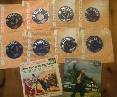 Bundle of 10 7" Singles by Tommy Steele Inc. 2 EP's