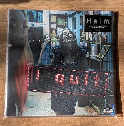 RARE Haim I QUIT Wristband INDIE SHOP EXCLUSIVE DOUBLE LIGHT BLUE VINYL & PRINT