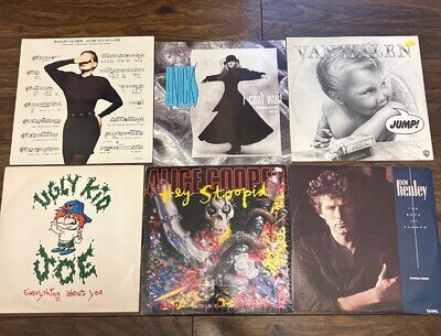 Rock 12” vinyl bundle X 6 Alice Cooper, Van Halen, Don Henley, Robert Palmer etc