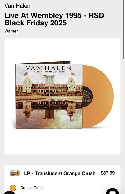 Van Halen Live at Wembley 1995 BF 2025 Record Store Day Black Friday LP