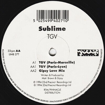 Sublime - TGV - Used Vinyl Record 12 - Y5783z