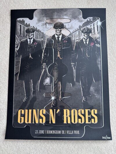 Guns N Roses Lithograph Birmingham Villa Park 23/06/25 Poster