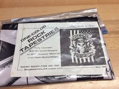 Guns and Roses Tapestry Wall Fabric Poster Concert 45" x 37" NOS Rare Graphic