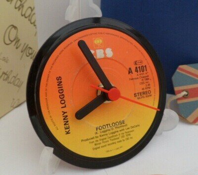 KENNY LOGGINS CLOCK Desk Table Top Vinyl Record Upcycled Hit Single Size 4"