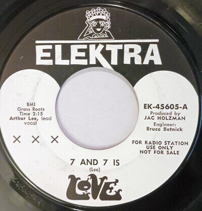 Love Promo Elektra 45 rpm 7 and 7 Is and No Fourteen Arthur Lee Play Graded