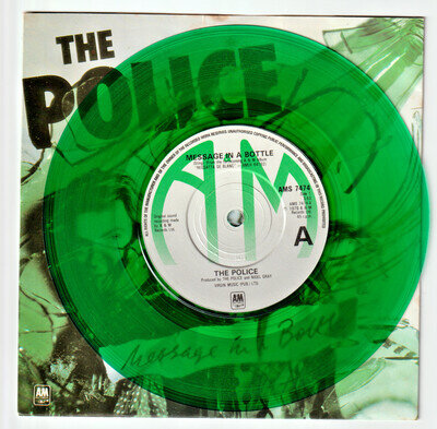 The POLICE : MESSAGE IN A BOTTLE 7" GREEN Vinyl Single 45 (A&M 1979) VG+/VG+