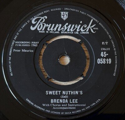 BRENDA LEE SWEET NUTHIN'S 7" SINGLE BRUNSWICK (1960) VG+ POP ENGLAND