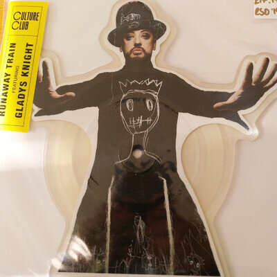 BOY GEORGE feat GLADYS KNIGHT "RUNAWAY TRAIN" SHAPED PICTURE DISC VINYL-UNPLAYED