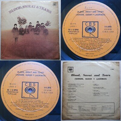 BLOOD, SWEAT & TEARS BLOOD, SWEAT AND TEARS 1970 MONO UNIQ CVR RARE CHILEAN PRS!
