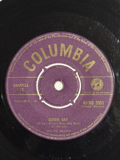 Chuck Berry School Day Single 7" UK 1957 45-DB 3951 45rpm gold columbia