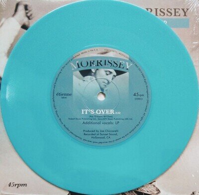 Morrissey It's Over / It happens Every Time - 7" Cyan Vinyl Single New!