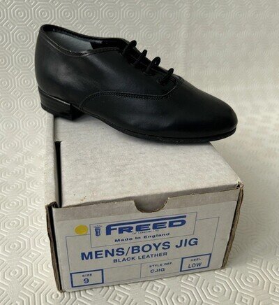 Freed of London Young Boys Black Leather Ballroom Dancing Shoes Size 9 JIG NEW