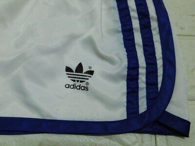 ADIDAS Nylon Sprinter Shiny Shorts White Vintage 70'S D5