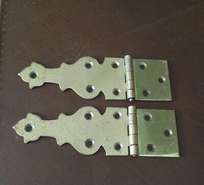 £9 EACH Vintage Solid Brass Piano Hinges Gothic Straight Style