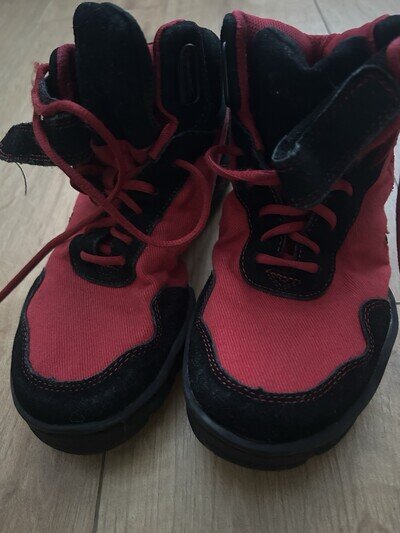 Sansha Red/Black Lace-Up High-Top Canvas Dance Trainers UK 5 Flat Heel