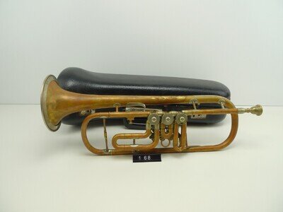 Old Rotary Valve Flugelhorn with Case Mouthpiece Concert Flugelhorn Vintage Deco