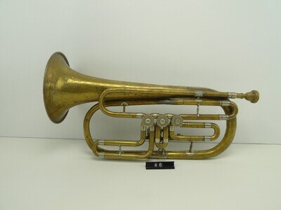Old Oval Flugelhorn Cow Horn Rotary Valves Vintage Decorative Instrument Hobbyists
