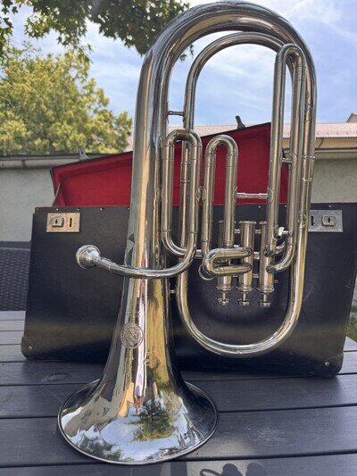 Antique C. Mahillon Bruxelles Flugelhorn / Bugle Silver Plated with Original Case