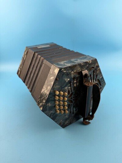 Antique chromatic german piano style duet bandoneon concertina.