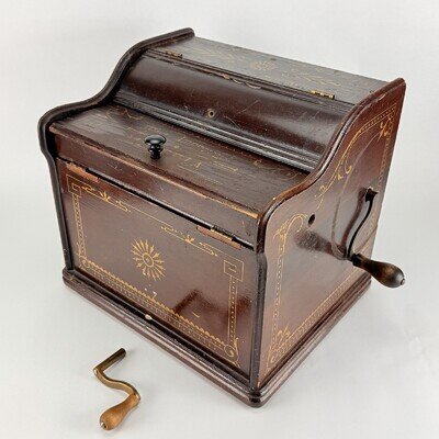 19th C. ANTIQUE Improved Melodia Organ Organette PAPER ROLL Music Crank Box READ