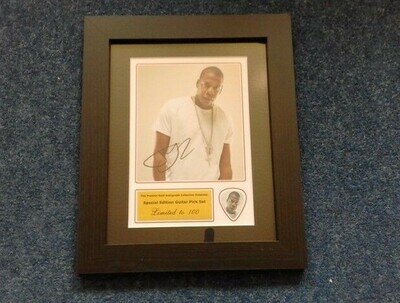 Framed Jay Z Plectrum And Photo With Reproduction Autograph Jay-Z Hip Hop Rap