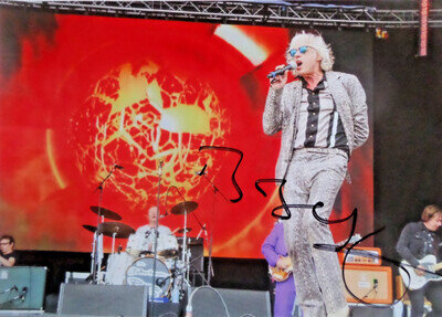 BOB GELDOF BOOMTOWN RATS, AUTOGRAPHED 7 X 5 PHOTOGRAPH.