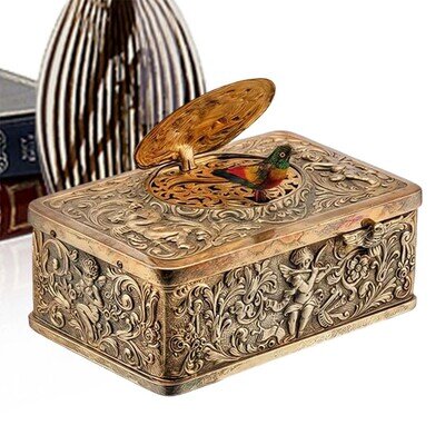 Vintage European Art Style 3D Embossed Automaton Singing Bird Ornaments Decor UK