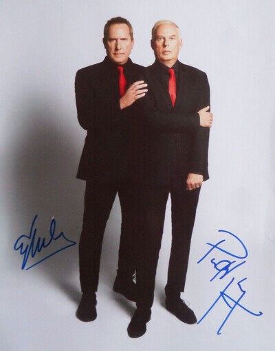 OMD AUTOGRAPHED A4 PHOTOGRAPH. BY ANDY MCCLUSKY AND PAUL HUMPHEYS.